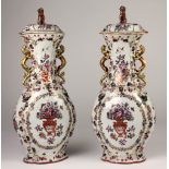 A very good large pair of 18th Century Chinese Export Vases & Covers, each approx.