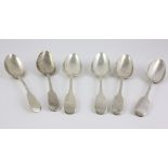 A set of 6 early George IV Irish silver rat-tail Table Spoons, Dublin c. 1821, by C.E. & M.