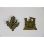 A Connaught Rangers brass Cap Badge, together with a Inniskilling Militia ditto.