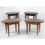 A set of 4 unusual mahogany oval top Coffee Tables, on square tapering legs.