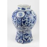 A large 19th Century Delph blue and white bulbous Vase, with octagonal base, approx.