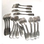 A fine set of 17 Irish silver Dinner Forks, Dublin c. 1817, by Wm. Law & T.T., approx. 40 ozs.
