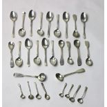 A collection of antique Irish Georgian and other Salt Spoons, Egg Spoons,