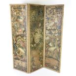 An attractive late 18th Century / early 19th Century painted leather three fold Draught Screen,