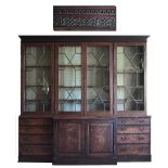 A fine quality Irish Chippendale period breakfront Bookcase,