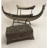 A rare 19th Century brass "Model of a Japanese Emperors House Boat,
