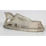 A late 18th Century / early 19th Century marble Sculpture of a Tibetan Figure, reclining, approx.