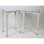 A pair of unusual metal mirror topped Bedside Tables,