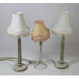 Two attractive carved wooden pillar design Table Lamps,