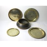 A collection of five 19th Century graduating decorated Middle Eastern Alms or Spice Dishes.