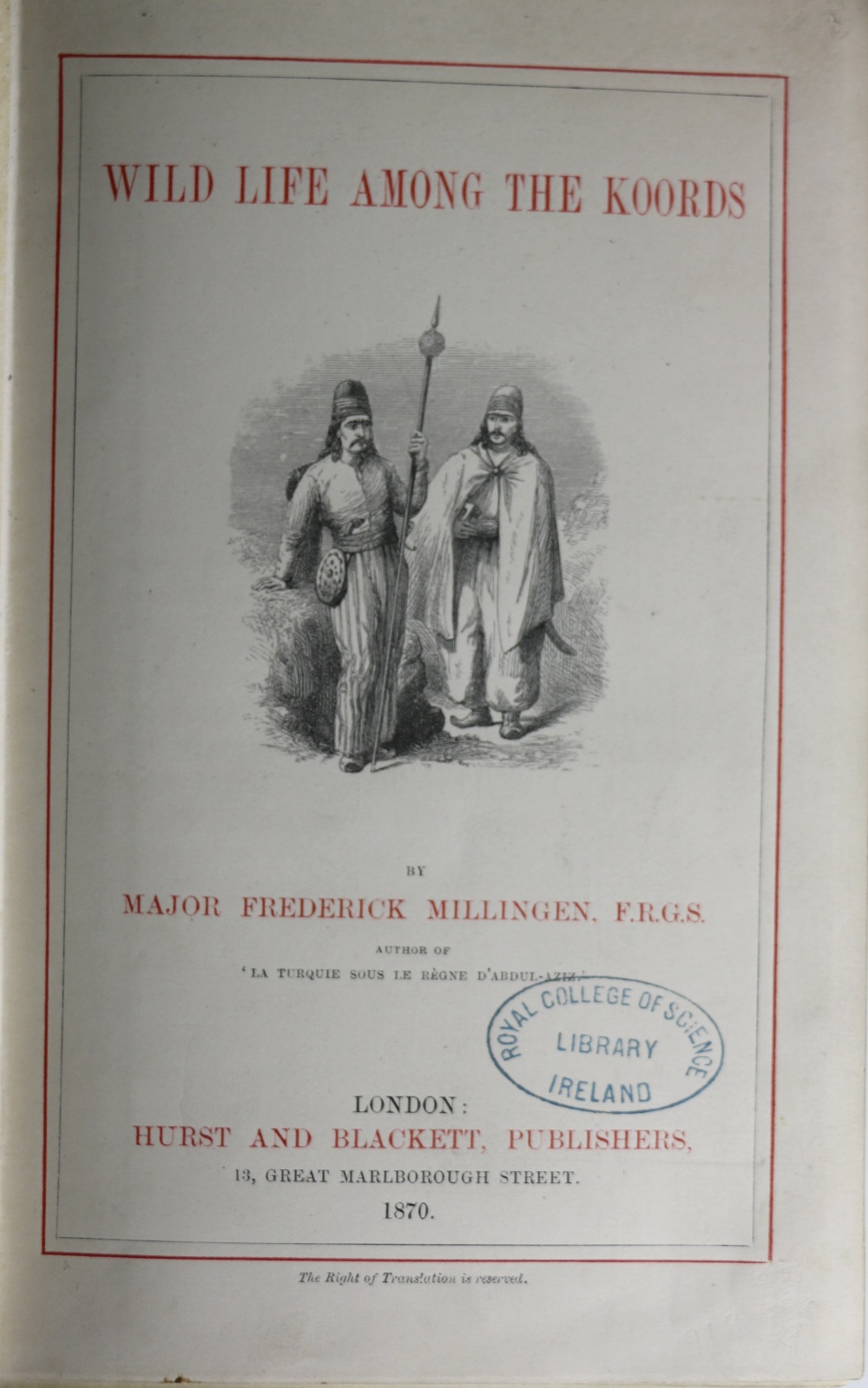 Millingen (Major Frederick) Wild Life Among the Koords, 8vo L. (Hurst & Blackett) 1870, hf. - Image 2 of 2