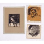 Edith Oenome Somerville, 1858 - 1949 Wash & Pencil Drawings: Female Portraits, Old Nelly,