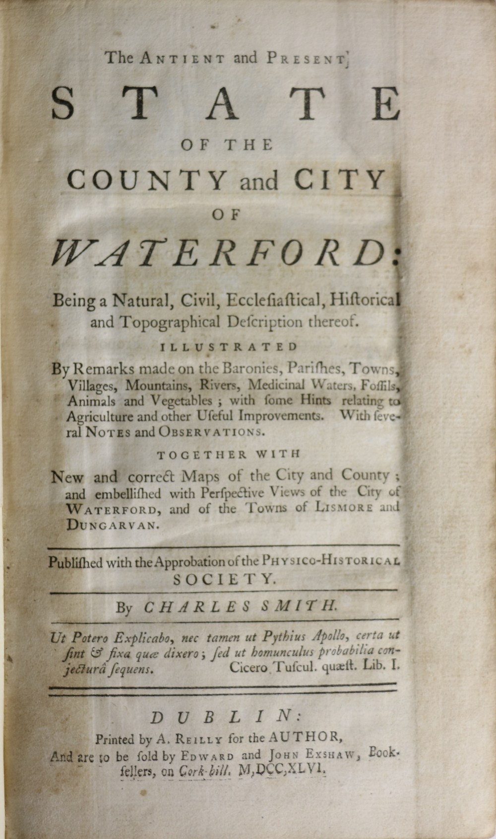 Smith (Charles) The Ancient and Present State of the County and City of Waterford, 8vo D. 1746.