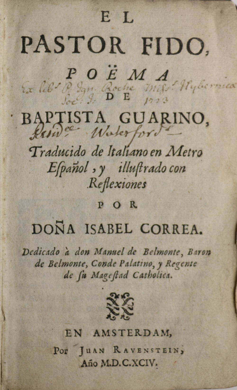 [Guarino] El Pastor Fido, Poema de Baptista Guarino, Trans. by Dona Isabel Correa, sm.