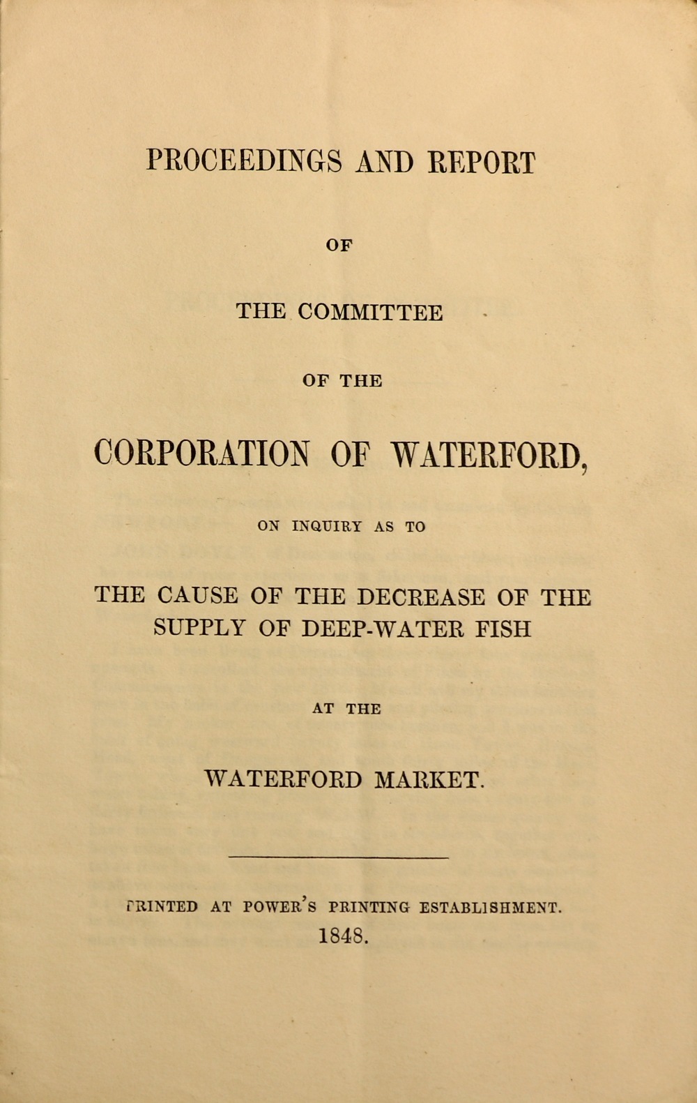 With Manuscript Notes Waterford Corporation: Proceedings and Report of the Committee of the