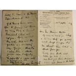 Christabel Pankhurst Working for Votes for Women Manuscript: Pankhurst (Christabel) An autograph