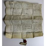 Elizabethan Indenture on Vellum 1571 A manuscript indenture dated 17 November, 14th Elizabeth [i.e.