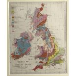 Map: Geological Map of The British Isles, fully coloured, c. 1870, approx.