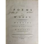 Gray (T.) The Poems of Mr. Gray, edited by W. Mason. 4to York 1775. Engd. port.