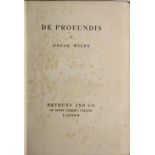 Wilde (Oscar) De Profundis, 8vo L. (Mathuen) 1905. First Edn., lacks hf. title, top edge gilt, orig.
