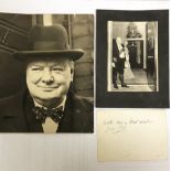 Signed by Winston "Wini" Churchill Churchill (Sir Winston) A black and white Postcard of "Colonist