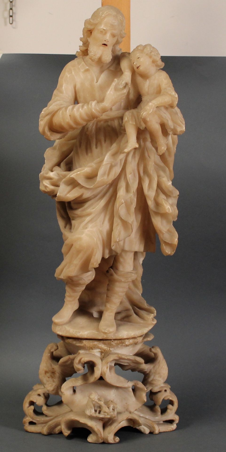 229 MASTRO TRAPANESE DEL SECOLO XVIII "San Giuseppe col Bambino". Importante scultura