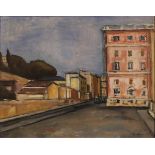 94 ORFEO TAMBURI (1910 -1994) “Scorcio di città". Dipinto ad olio