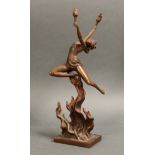 548 "DANZATRICE CON FIACCOLE ". Bella scultura in bronzo