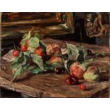 PRIMO CONTI - (1900 - 1988) - Natura morta di frutta. Interessante dipinto ad olio