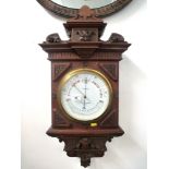 CARVED NEGRETTI AND ZAMBRA, LONDON CARVED BAROMETER APPROX 28" X 13"