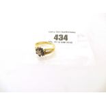 18K GOLD RING WITH BLUE AND WHITE STONES SIZE L1/2 APPROX W 4G