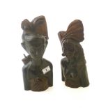 INDONESIAN TRADITIONAL WEDDING WOODEN COUPLE BUSTS APPROX 11.5/11"