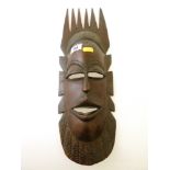 CARVED WOODEN MASK APPROX 17" X 5.25"