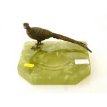 1930'S AUSTRIAN COLD PAINTED BRONZE PHEASANT AND GREEN ONYX BASE