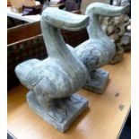 PAIR OF MARBLE DUCKS APPROX 16" X 6.5" X 9.5"