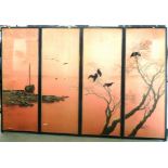 ORIENTAL 4 PANEL TAPESTRY SCREEN APPROX 67" X 101"