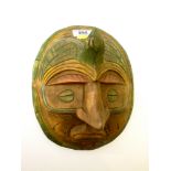 PAINTED WOODEN MASK APPROX 8.5" X 7"