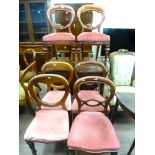 DROPLEAF TABLE AND 6 ASSORTED BALLOON BACK CHAIRS