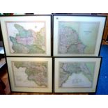 MAP OF YORKSHIRE DISPLAYED IN 4 PARTS BY HENRY TEESDALE AND CO 1826 EACH APPROX 13.25" X 16"