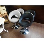 4 LEATHER AND CHROME STOOLS (2 BLACK, 2 GREY)