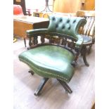 GREEN LEATHER OFFICE CHAIR