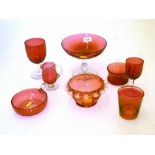 8 PIECES OF RED COLOURED GLASS