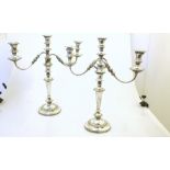 PAIR OF PLATED CANDLE STICKS H: 46CM