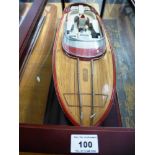 Model Boat in Case. Boat Length 90cm, , Case Measurements H 39cm x W36.5cm x L 97.5cm