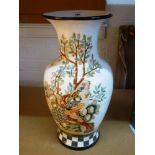 LARGE VASE WITH PEACOCK DECORATION APPROX 50CM