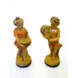 PAIR OF PAINTED CHALK FIGURES APPROX: 46CM