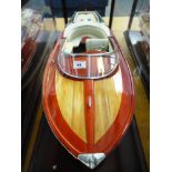 Model Boat in Case. Boat Length 86cm, , Case Measurements H 39cm x W36.5cm x L 97.5cm