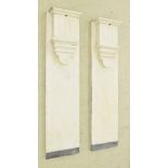 Pair of antique slate mantle supports, with crazed white painted finish, 39" high (2)