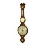 Good mahogany banjo five glass clock/barometer signed J Peni... London, the 10" principal silvered