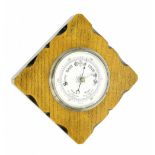 Oak and ebonised lozenge shaped wall barometer, with 5" silvered dial